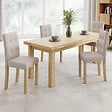 ID MARKET - Lot de 4 chaises POLGA capitonnées beiges pour salle à manger - vignette