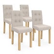 ID MARKET - Lot de 4 chaises POLGA capitonnées beiges pour salle à manger - vignette