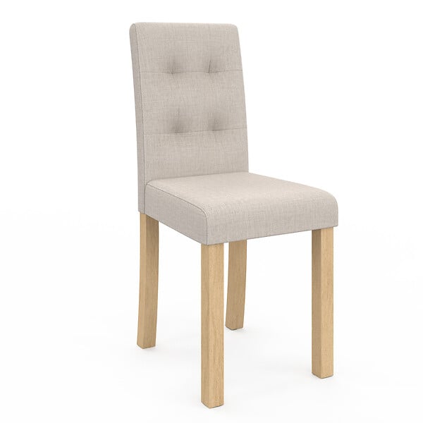 ID MARKET - Lot de 4 chaises POLGA capitonnées beiges pour salle à manger - large