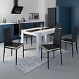 ID MARKET - Lot de 6 chaises ROMANE noires bandeau blanc pour salle à manger - vignette