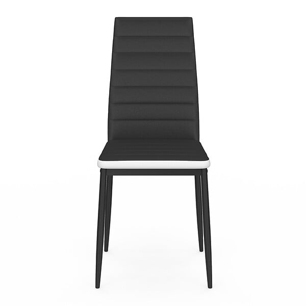 ID MARKET - Lot de 6 chaises ROMANE noires bandeau blanc pour salle à manger - large