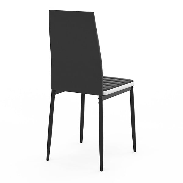 ID MARKET - Lot de 6 chaises ROMANE noires bandeau blanc pour salle à manger - large