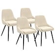 ID MARKET - Lot de 4 chaises THALYA en velours beige avec accoudoirs - vignette