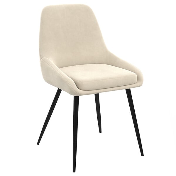 ID MARKET - Lot de 4 chaises THALYA en velours beige avec accoudoirs - large