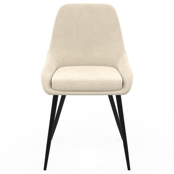 ID MARKET - Lot de 4 chaises THALYA en velours beige avec accoudoirs - large