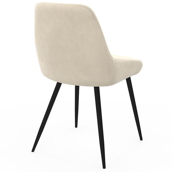ID MARKET - Lot de 4 chaises THALYA en velours beige avec accoudoirs - large