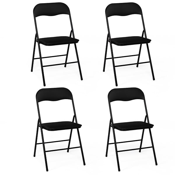 ID MARKET - Lot de 4 chaises pliantes KITY noires en PU - large