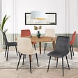 ID MARKET - Lot de 6 chaises MILA en velours mix color terracotta x2, gris foncé x2 et beige x2 - vignette