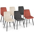 ID MARKET - Lot de 6 chaises MILA en velours mix color terracotta x2, gris foncé x2 et beige x2 - vignette
