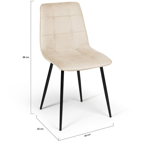 ID MARKET - Lot de 6 chaises MILA en velours mix color terracotta x2, gris foncé x2 et beige x2 - large