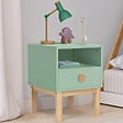 ID MARKET - Table de chevet enfant JACOB 1 tiroir + 1 niche vert d'eau et bois - vignette