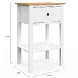 ID MARKET - Lot de 2 tables de chevet ACHILLE 1 tiroir et 1 tablette blanc et plateau bois - vignette