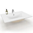 ID MARKET - Vasque à encastrer rectangle en céramique blanche L. 61 x l. 46 x H. 17 cm - vignette