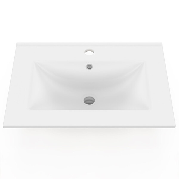 ID MARKET - Vasque à encastrer rectangle en céramique blanche L. 61 x l. 46 x H. 17 cm - large