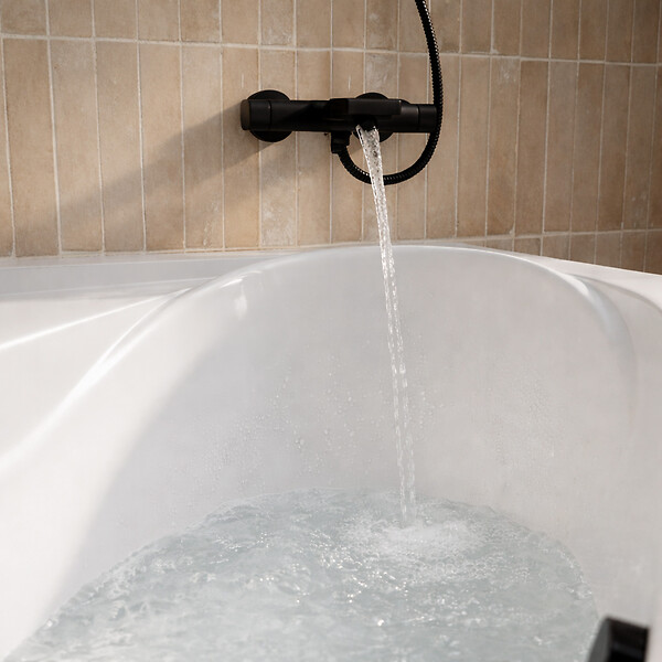 ALLIBERT - Baignoire d'angle 140x140x54 cm - 100% acrylique blanc brillant - large