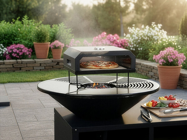 HABITAT ET JARDIN - Four à pizza pour barbecue "Pizzello" - 40 x 35 x 28 cm - Noir - large