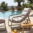 OVIALA - Fauteuil relax en acier et textilène avec repose-pieds taupe - Sotia - vignette