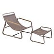 OVIALA - Fauteuil relax en acier et textilène avec repose-pieds taupe - Sotia - vignette