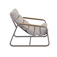 OVIALA - Fauteuil relax en acier et textilène avec repose-pieds taupe - Sotia - vignette