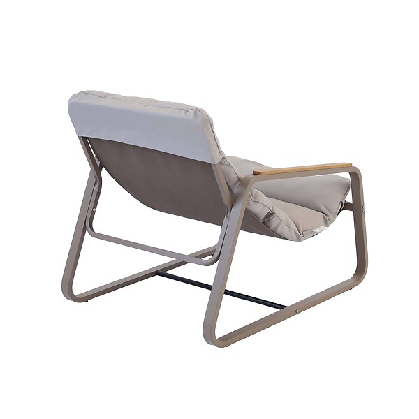 OVIALA - Fauteuil relax en acier et textilène avec repose-pieds taupe - Sotia - large