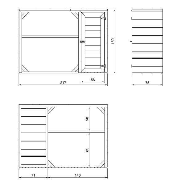 TIMBELA - Abri à bûches extérieur - 75 x 217 x H159 cm - Abri à outils et bûches - 1,09 m² + 0.53 m² - TIMBELA M981 - REDWOOD RED - large