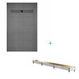 AURLANE - Receveur de Douche à Carreler 120x80cm à Ecoulement Linéaire - Grille finition Or Brossé et Bonde - vignette