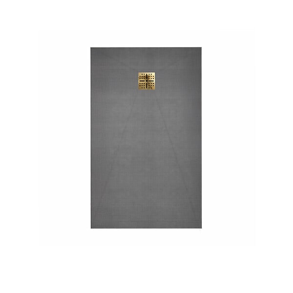 AURLANE - Receveur de Douche à Carreler 120x90cm avec Bonde à Sortie Verticale - Grille Finition Or Brossé - large