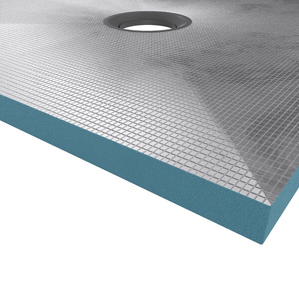 AURLANE - Receveur de Douche à Carreler 90x90cm avec Bonde à Sortie Horizontale - Grille Finition Or Brossé - large