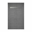 AURLANE - Receveur de Douche à Carreler 140x80cm à Ecoulement Linéaire - Grille Chrome et Bonde - vignette