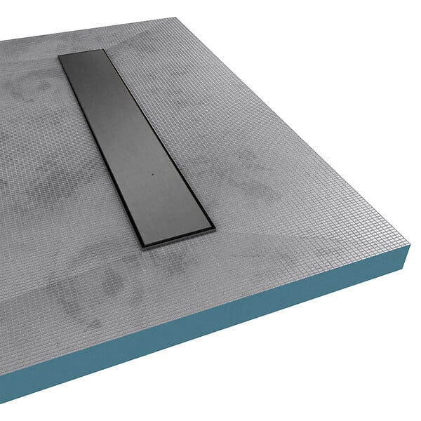 AURLANE - Receveur de Douche à Carreler 140x80cm à Ecoulement Linéaire - Grille Chrome et Bonde - large