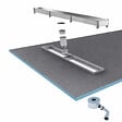 AURLANE - Receveur de Douche à Carreler 140x80cm à Ecoulement Linéaire - Grille Chrome et Bonde - vignette