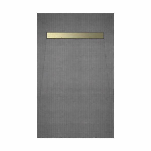 AURLANE - Receveur de douche à carreler 160x90 cm avec bonde écoulement linéaire - Grille finition or brossé - large
