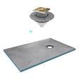AURLANE - Receveur de Douche à Carreler 140x90cm avec Bonde à Sortie Verticale - Grille Finition Or Brossé - vignette