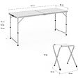 ID MARKET - Table de camping pliante réglable en hauteur 160 cm et 6 tabourets blancs - vignette