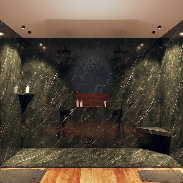 MARMOX - Panneau d'habillage mural U-Tile résine imitation Marbre couleur Noir - large