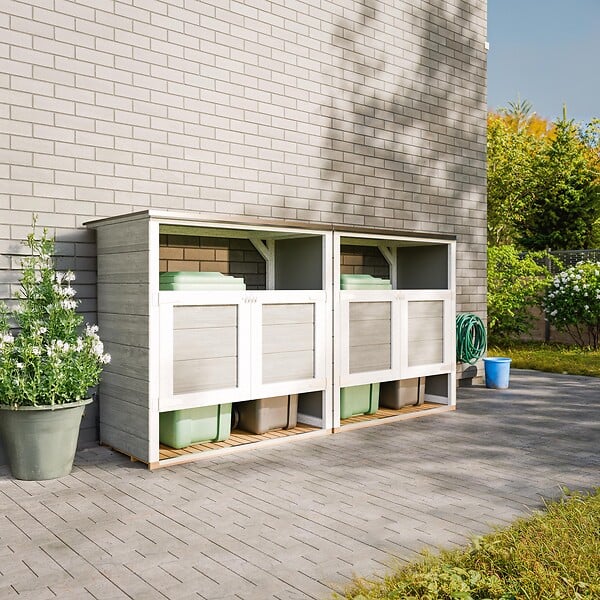 TIMBELA - Abri de jardin pour poubelles 2x240L TIMBELA M980A-CAVERN STEEL - large