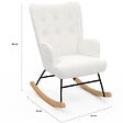 ID MARKET - Fauteuil scandinave IVAR en tissu à bascule bouclette blanc - vignette