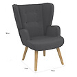 ID MARKET - Fauteuil scandinave SVEN grand confort en tissu gris anthracite - vignette