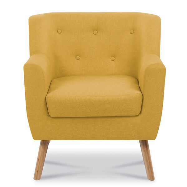 ID MARKET - Fauteuil scandinave LIV avec repose pieds en tissu jaune - large