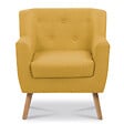ID MARKET - Fauteuil scandinave LIV avec repose pieds en tissu jaune - vignette