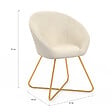 ID MARKET - Fauteuil forme oeuf ANGELINA beige en velours pieds croisés dorés - vignette