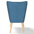 ID MARKET - Fauteuil scandinave IVAR avec repose pieds en tissu patchwork et velours bleu - vignette