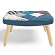 ID MARKET - Fauteuil scandinave IVAR avec repose pieds en tissu patchwork et velours bleu - vignette