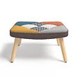 ID MARKET - Fauteuil scandinave IVAR avec repose pieds en tissu patchwork multicouleurs - vignette