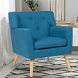 ID MARKET - Fauteuil scandinave LIV en tissu bleu canard - vignette