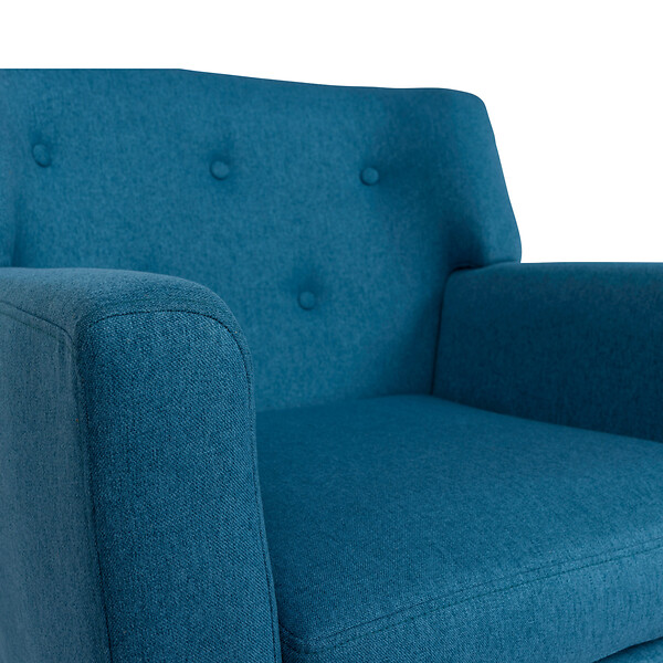 ID MARKET - Fauteuil scandinave LIV en tissu bleu canard - large