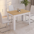 ID MARKET - Table à manger rectangle ROZY 4 personnes blanc plateau façon hêtre 110 cm - vignette