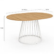 ID MARKET - Table à manger extensible ronde YUNA 4-8 personnes plateau bois et pied filaire en métal blanc 110 - 150 cm - vignette