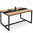 ID MARKET - Table à manger rectangle DOVER 8 personnes bande centrale noire design industriel 150 cm - vignette