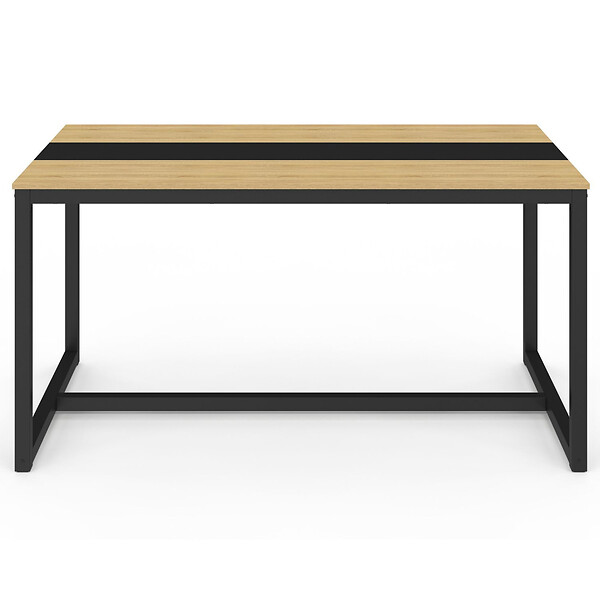 ID MARKET - Table à manger rectangle DOVER 8 personnes bande centrale noire design industriel 150 cm - large